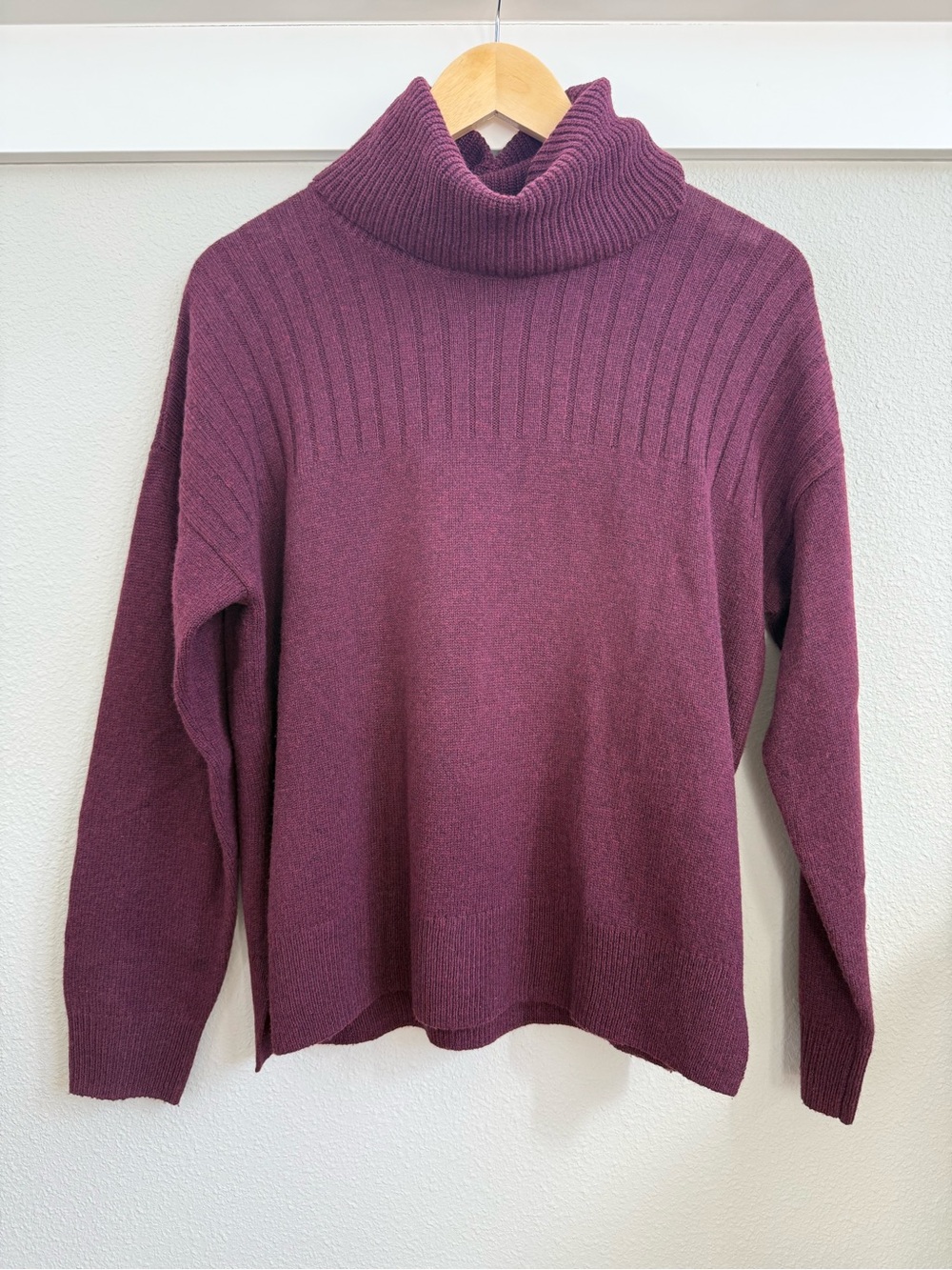 NWT! Madewell Wine Ribbed Funnel Neck Sweater in Wool Blend